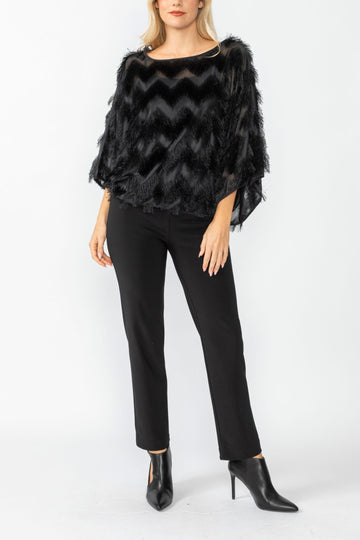 Black Poncho Round Neck Top